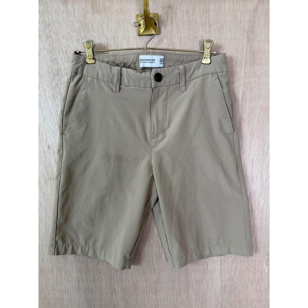 Abercrombie Kids Performance Chino Shorts Khaki Tan 13/14 Regular Adjustable